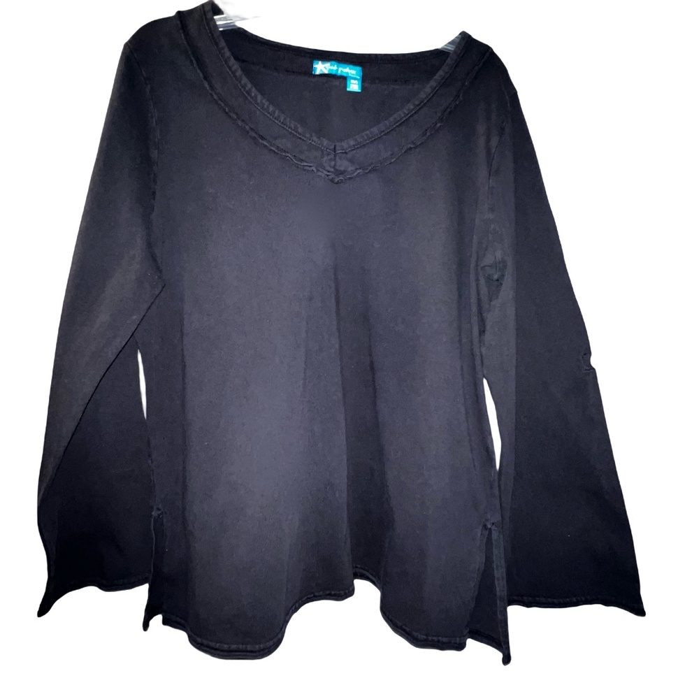 Fresh Produce Black V Neck shirt Sz M/L Made In USA!